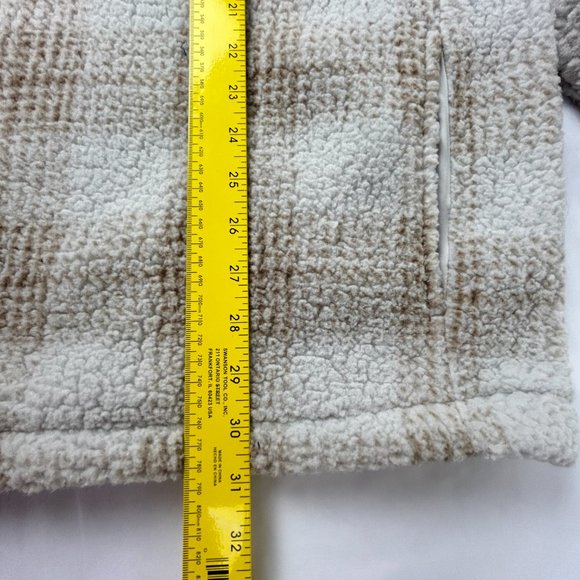 Old Navy Sweatshirt Mens 3XL 1/4 Zip Pullover Beige Sherpa Plaid Fleece - Picture 10 of 16